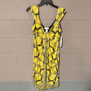 London Style Yellow and Gray Geometric Backless Dress